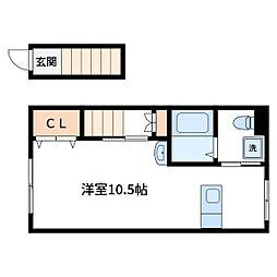 パインヒル12 2階ワンルームの間取り