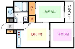 ガーデン欣志ビル 2DKの間取図画像