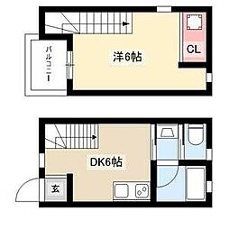 ボンヌール川名 1DKの間取図画像