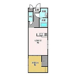 名古屋市営鶴舞線 鶴舞駅 徒歩10分の賃貸マンション 5階1LDKの間取り