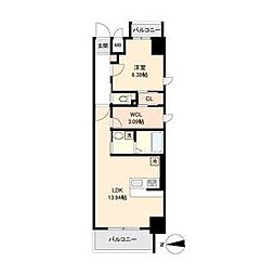 名古屋市営東山線 新栄町駅 徒歩9分の賃貸マンション 8階1SLDKの間取り
