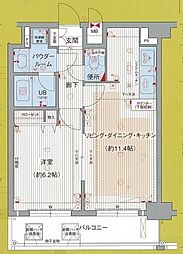 名古屋市営名城線 上前津駅 徒歩8分の賃貸マンション 11階1LDKの間取り