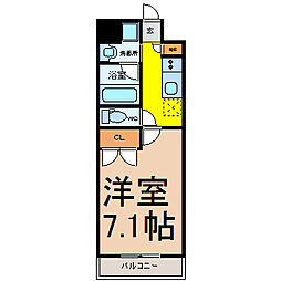 名古屋市営東山線 今池駅 徒歩4分の賃貸マンション 7階1Kの間取り