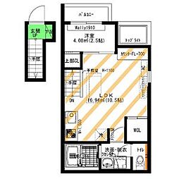 名古屋市営桜通線 吹上駅 徒歩5分の賃貸アパート 2階ワンルームの間取り