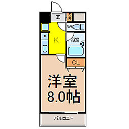 名古屋市営東山線 覚王山駅 徒歩4分の賃貸マンション 8階1Kの間取り