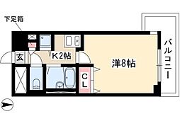 JR中央本線 鶴舞駅 徒歩5分の賃貸マンション 3階1Kの間取り