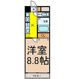 名古屋市営東山線 覚王山駅 徒歩5分の賃貸マンション 3階1Kの間取り