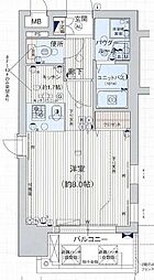 名古屋市営東山線 新栄町駅 徒歩5分の賃貸マンション 7階ワンルームの間取り