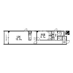 名古屋市営東山線 覚王山駅 徒歩8分の賃貸マンション 2階1LDKの間取り