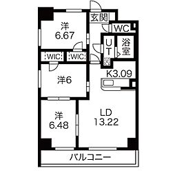 名古屋市営鶴舞線 鶴舞駅 徒歩6分の賃貸マンション 3階3LDKの間取り