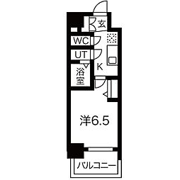 名古屋市営名城線 矢場町駅 徒歩9分の賃貸マンション 6階1Kの間取り