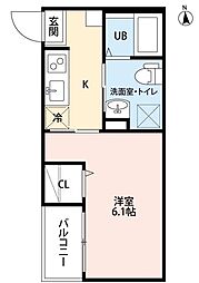 名古屋市営桜通線 今池駅 徒歩9分の賃貸アパート 2階1Kの間取り