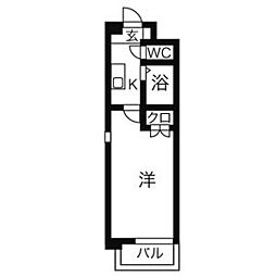 名古屋市営東山線 本山駅 徒歩5分の賃貸マンション 1階1Kの間取り