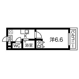 名古屋市営東山線 池下駅 徒歩11分の賃貸マンション 3階1Kの間取り