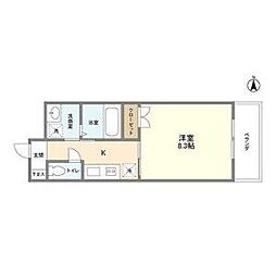名古屋市営東山線 今池駅 徒歩4分の賃貸マンション 9階1Kの間取り