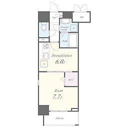 名古屋市営鶴舞線 鶴舞駅 徒歩8分の賃貸マンション 2階1DKの間取り