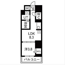 名古屋市営東山線 栄駅 徒歩10分の賃貸マンション 4階1LDKの間取り