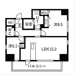 名古屋市営東山線 栄駅 徒歩10分の賃貸マンション 10階2LDKの間取り