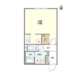 名古屋市営名城線 東別院駅 徒歩5分の賃貸マンション 2階ワンルームの間取り