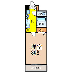 パルティール今池 1Kの間取図画像