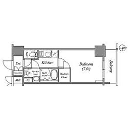 エスリード大須プレシア 1Kの間取図画像