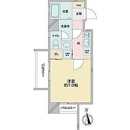 リエス鶴舞WESTTOWER 1Kの間取図画像