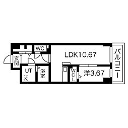 S-FORT北千種 1LDKの間取図画像
