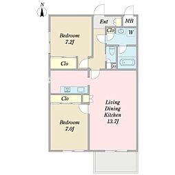 覚王山グラシオン 2LDKの間取図画像