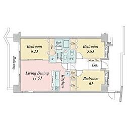 名古屋市営名城線 東別院駅 徒歩7分の賃貸マンション 10階3LDKの間取り