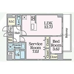 E-city大須 2LDKの間取図画像