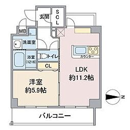 クレールシティ御器所 1LDKの間取図画像