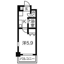 びい1千種 1Kの間取図画像