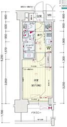 プレサンスジェネ丸の内 1Kの間取図画像