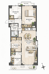 イトーピア植田マンション 3LDKの間取図画像
