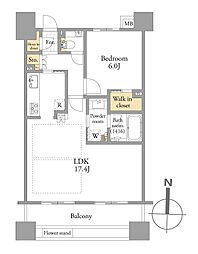 藤和シティホームズ恵比寿 1LDKの間取図画像
