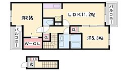 フェリア香呂C 2LDKの間取図画像
