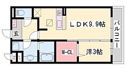 セジュール町坪 1LDKの間取図画像