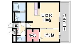 セジュール白浜A棟 1LDKの間取図画像