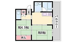 ビレッジハウス福崎2号棟 2DKの間取図画像