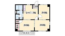 アメニティー白浜A棟 3DKの間取図画像