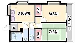 サンハイツ 2DKの間取図画像