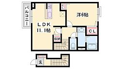 アンシャンテ 1LDKの間取図画像