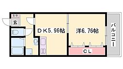 ロイヤルアガホ 1DKの間取図画像