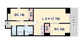 MISTRAL姫路駅前8安田 2LDKの間取図画像