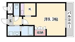 ツインズコート相生壱番館 1Kの間取図画像