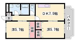 ドミール加佐 2DKの間取図画像