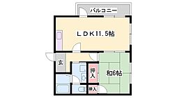船場スカイハイツ 1LDKの間取図画像
