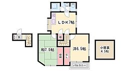 桜ケ丘団地 2SLDKの間取図画像