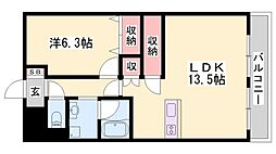 フレグランス大日 1LDKの間取図画像
