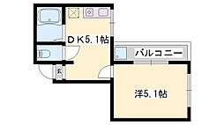ぐらんじゅーる白鷺 1DKの間取図画像